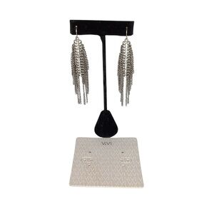 NWT ViVI Elegant Silver Chain Tassel Fish Hook Earrings